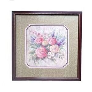 VTG Home Interiors and Gifts Floral Rose Art Print Framed Green Matte Wall Decor